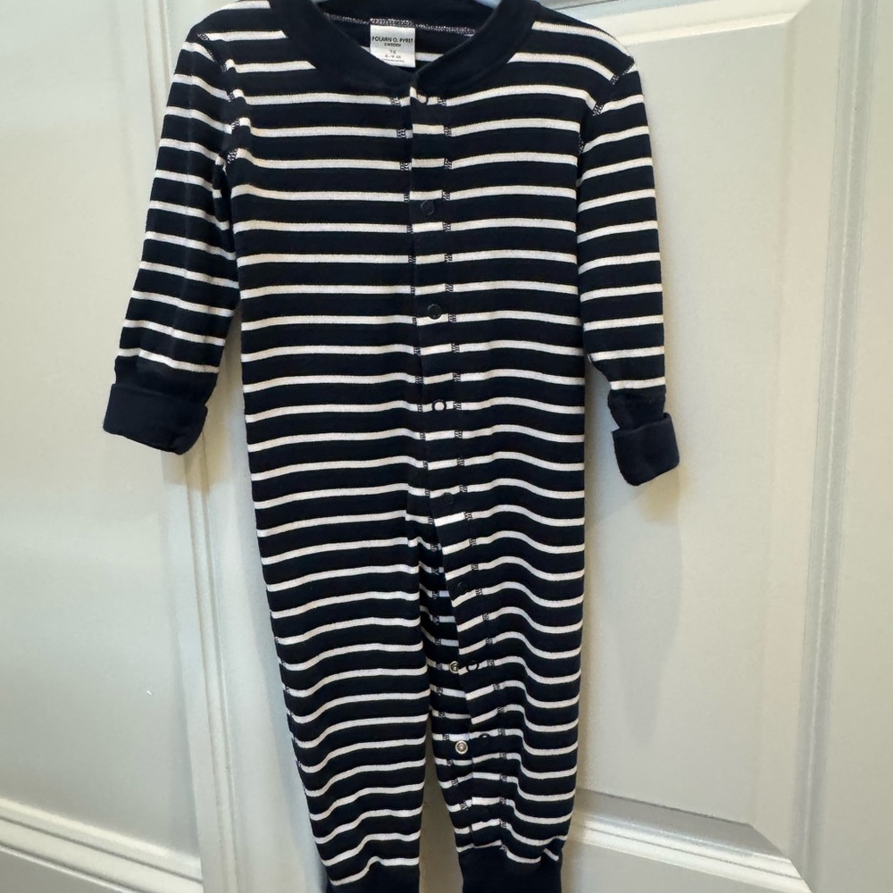 Polarn O. Pyret Navy and White Striped Romper